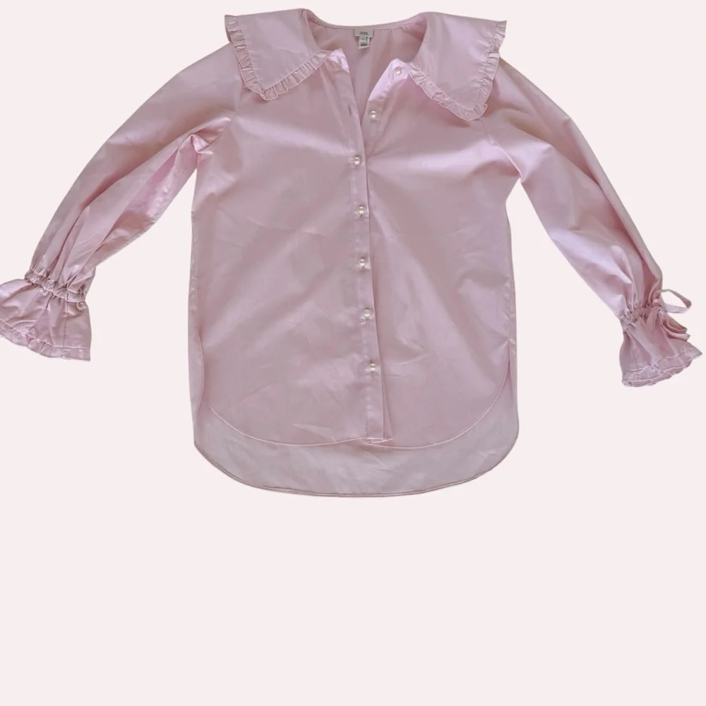 River Island Pink Ruffle Collar Blouse - Picture 2 of 7